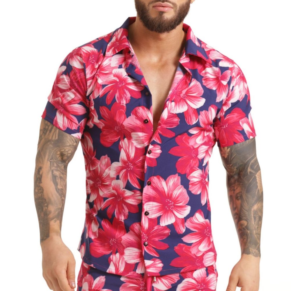 GIGO FLOWERS FUCSHIA SHIRT